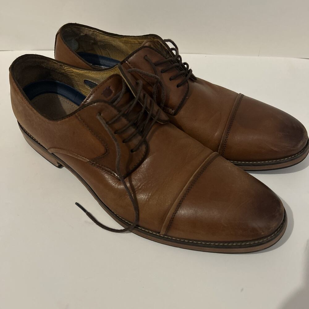 Men's Brown Leather Cap-Toe Dress Shoes